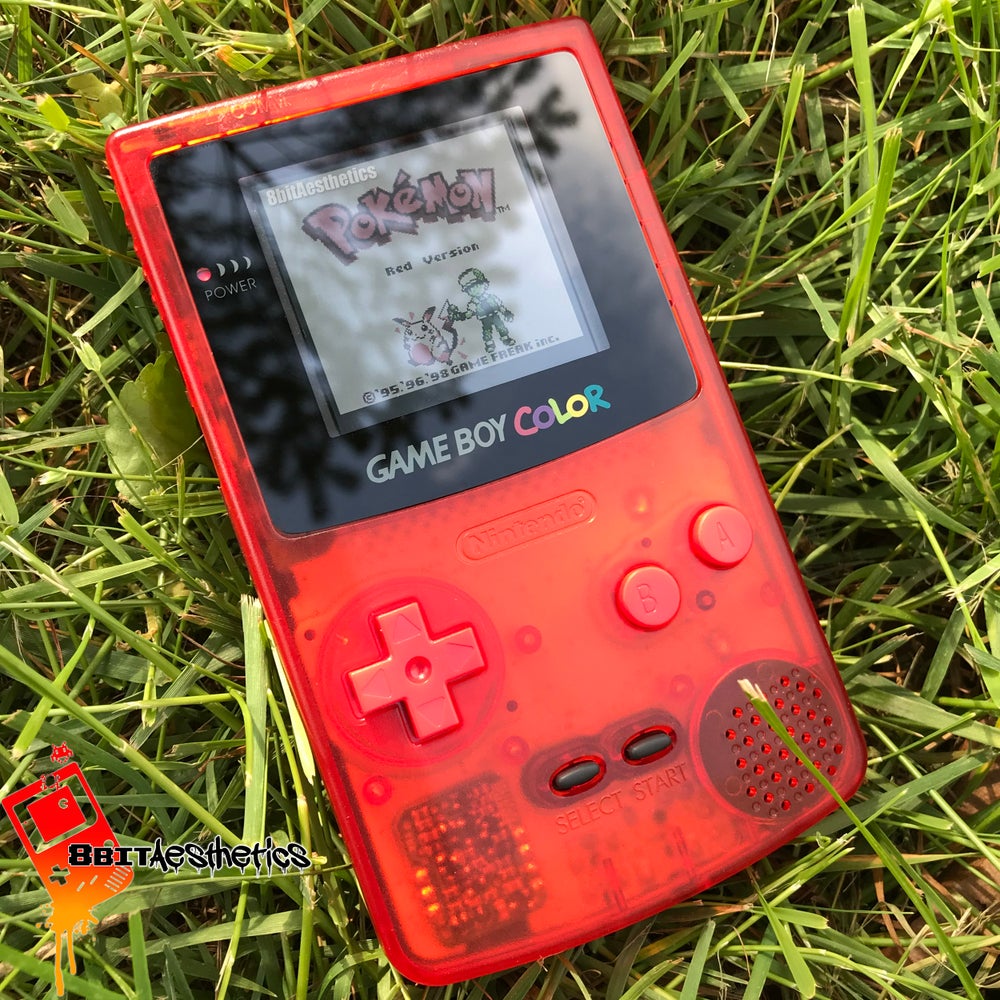 Nintendo Game Boy Color Clear Red Game Console With Backlit Screen